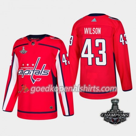 Washington Capitals Nicklas Backstrom 43 2018 Stanley Cup Champions Adidas Rood Authentic Shirt - Mannen